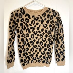 Leopard Print Girls Sweater Size S